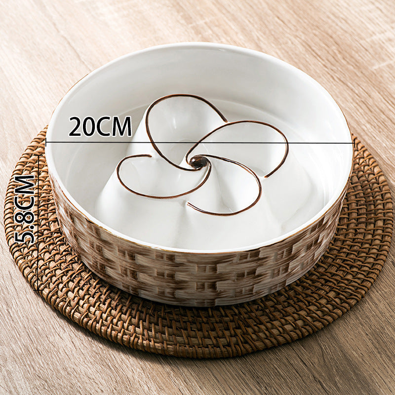 Ceramic Slow Feeder Dog Bowl Slow Feeder Dog Bowl For Medium Large Anti-Choking Slow Eating Dog Bowl Non Slip Dog Bowl Slow Feeder