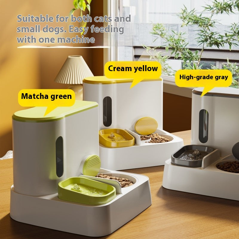 Cat Automatic Pet Feeder Water Dispenser Integrated Double Bowl Drinking Pet