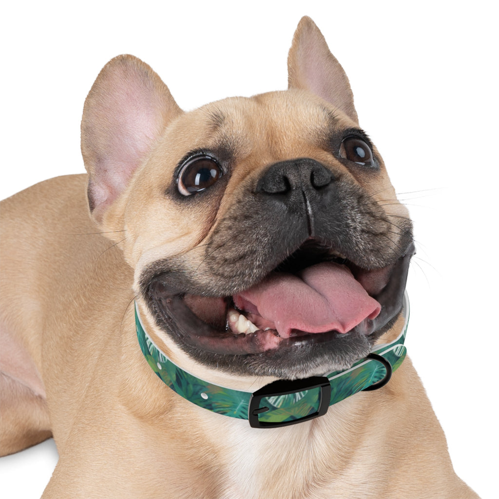 Emerald Canopy Pattern of Tropical Leaves - Pet Collar Pet Zen