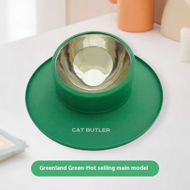 Cat And Dog Bowl Silicone Stainless Steel Pet Non-slip Leak-proof
