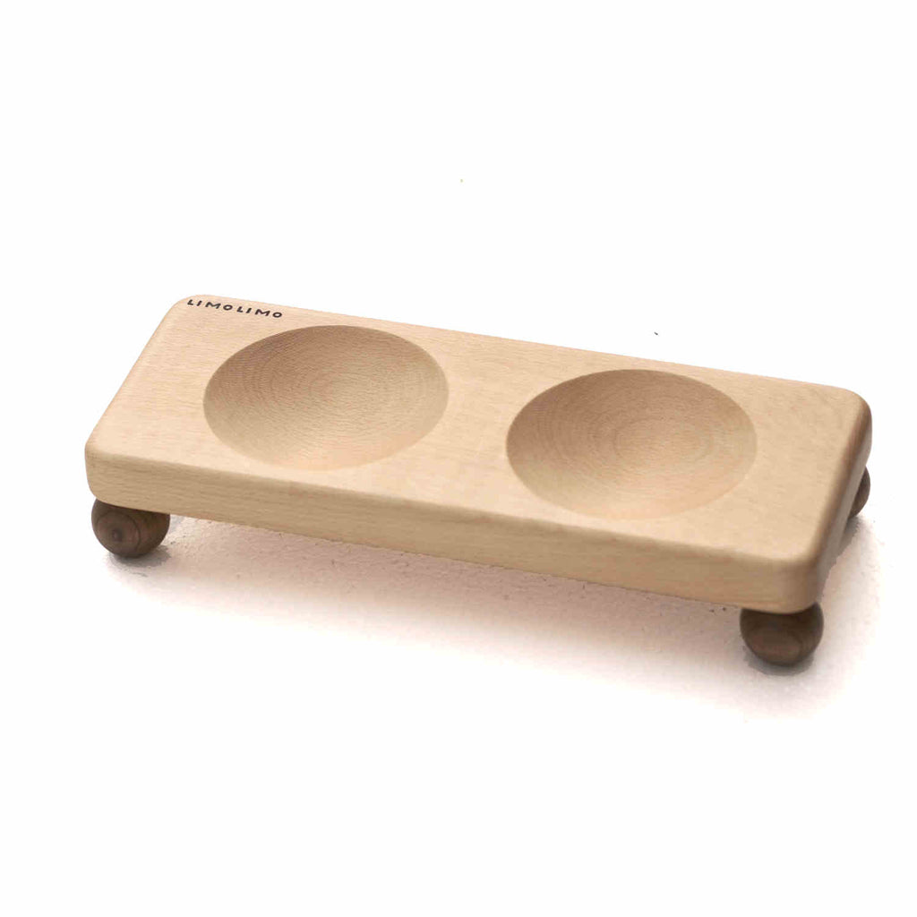 Solid Wood Cat Bowl Ceramic Pet Bowl Feeding Bowl
