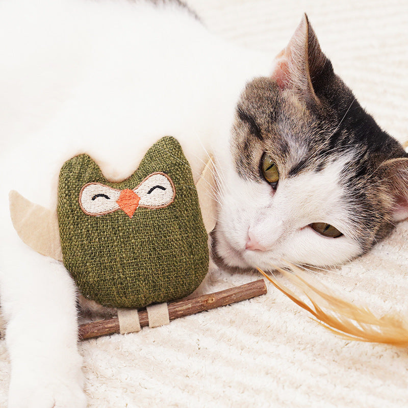 Cat Self-Entertainment Mint Feather Catnip Teething Stick