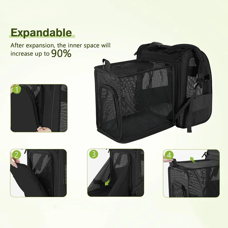 Cat Carrier Backpacks Expandable Cat Backpack with Shade Cover, Breathable Mesh Pet Carrier Backpack Bag for Travel Hiking Campi